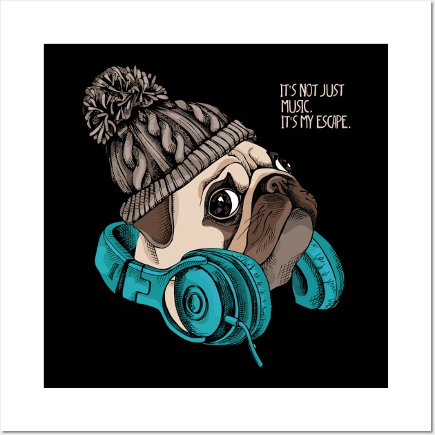 Music Lover Pug Wall Art by DogsandCats